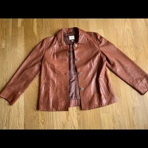 JJILL BURNT ORANGE LEATHER JACKET VINTAGE